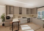 کابینت دیواری مدرن با طراحی مینیمال و رنگ خاکستری مات